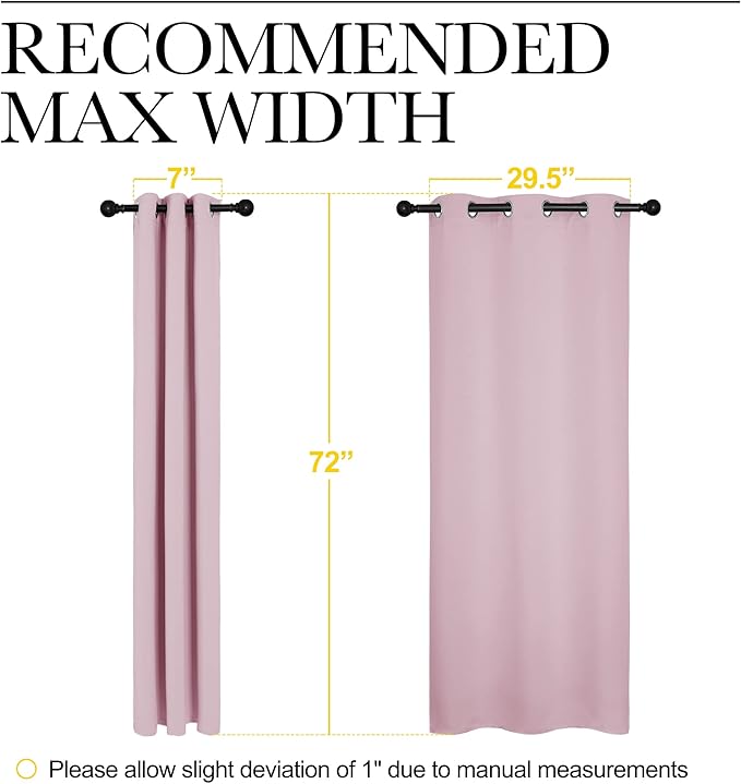 NICETOWN Blackout Curtain Panels for Girls Room, Nursery Essential Thermal Insulated Solid Grommet Top Blackout Drapes (Lavender Pink, 1 Pair, 34 x 72 inches)