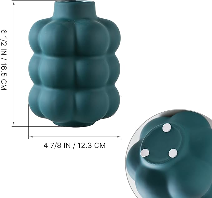 Ceramic Vase, Modern Dried Flower Vase, Blue Teal Vase with Raised Dots, Boho Home Decor for Centerpiece Wedding Dinner Table Party Living Room Office Bedroom, Housewarming Gift