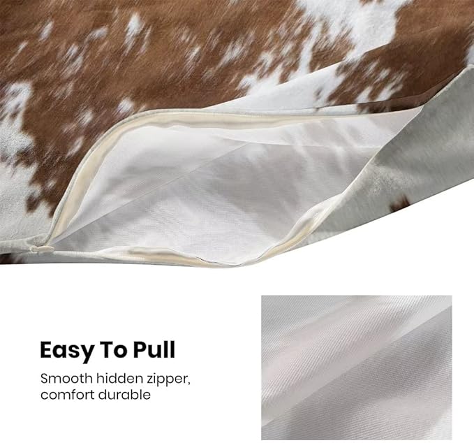 BETGINY Cow Print Pillow Covers 20X20 Inch Pack of 2, Western Brown Cowhide Throw Pillow Covers Square Farmhouse Animal Cow Print Cushion Cases for Bedroom Living Room Home Sofa Patio Outdoor