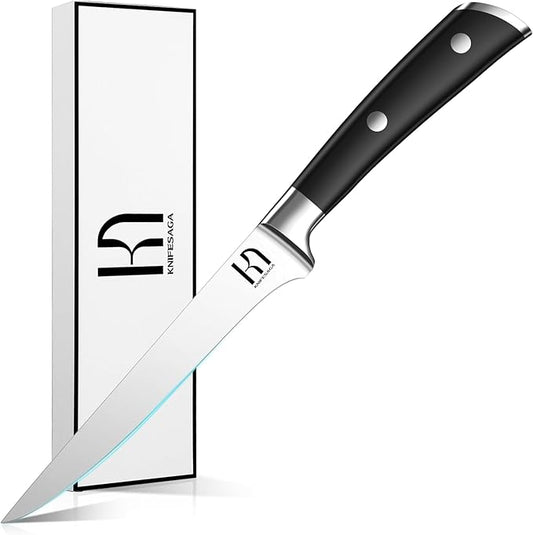 Boning Knife 6 inch for kitchen, Japanese Razor Sharp Fillet Knife High Carbon Stainless Steel, Professional Meat Cutting Knife with Ergonomic Handle, Time-saving Deboning Knife