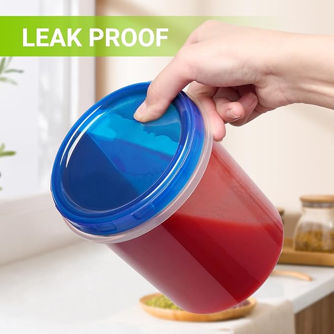 32 oz Freezer Storage Containers with Twist Top Lids, 6 Pack Reusable Meal Prep Containers Plastic Stackable Leakproof Food Storage Containers for Sauce Salad Leftover Oats