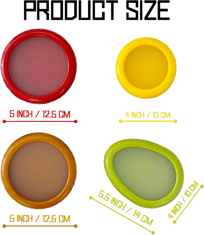 AEKTBY 4-Pack Reusable Avocado & Onion Saver - Silicone Vegetable & Fruit Storage Containers for Fridge, Anti-Oxidation Fresh Keeper Boxes - BPA-Free, Airtight & Eco-Friendly (ABS + Silicone)