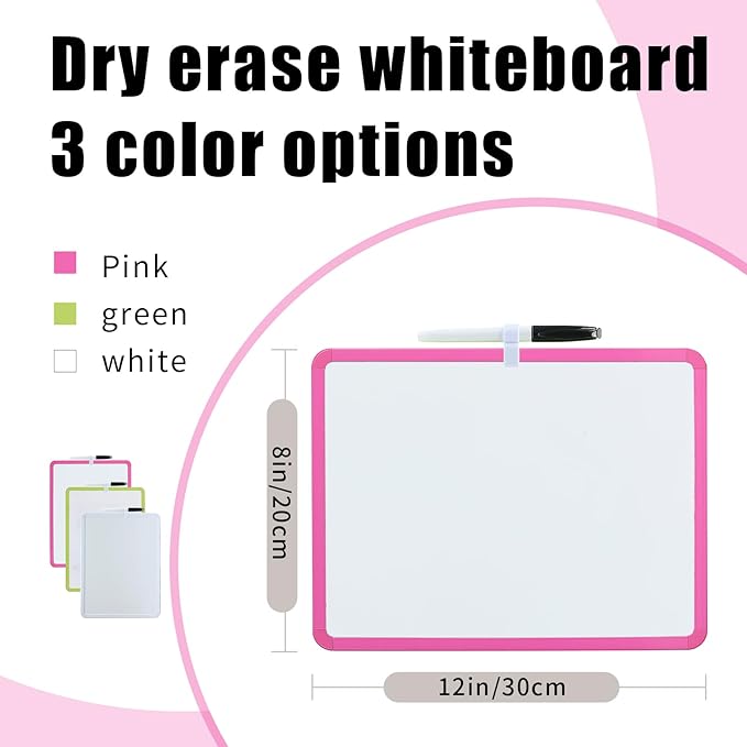 Portable Small whiteboard, Drawing Board, Writing Board, 12 "X 16" Portable Modern Color Frame Dry Erase Board, Used for to-do Notes in Offices, Homes, and Schools (Pink)