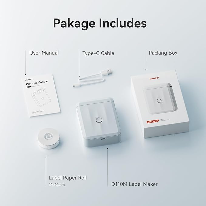 NIIMBOT Label Maker Machine Bluetooth Label Printer for School Home Office Organization,Wireless Mini Labeler D110 Upgraded Version, Label Machine with Label, Light Blue