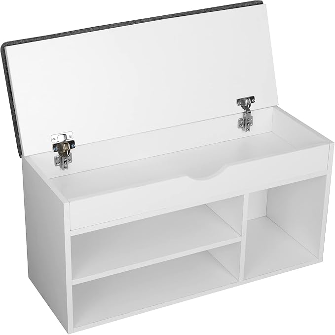 WelFurGeer Shoe Bench with Storage, White Shoe Storage Bench, Entryway Bench with Storage, Entryway Shoe Storage Bench White + Gray