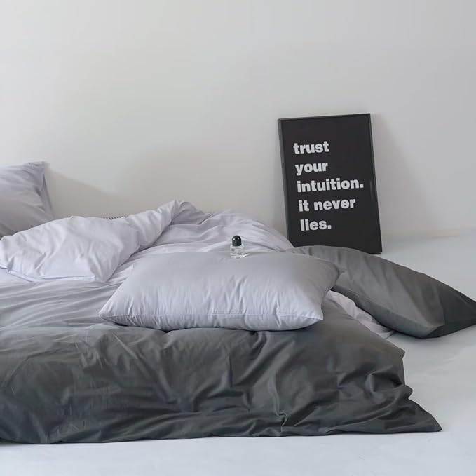 Gradient Gray Comforter Set Ombre White Gray Bedding Set Twin Women Aesthetic Comforter 3 PCs Gray Color Bed Comforter Set Twin Gradient White and Gray Comforter Set Twin