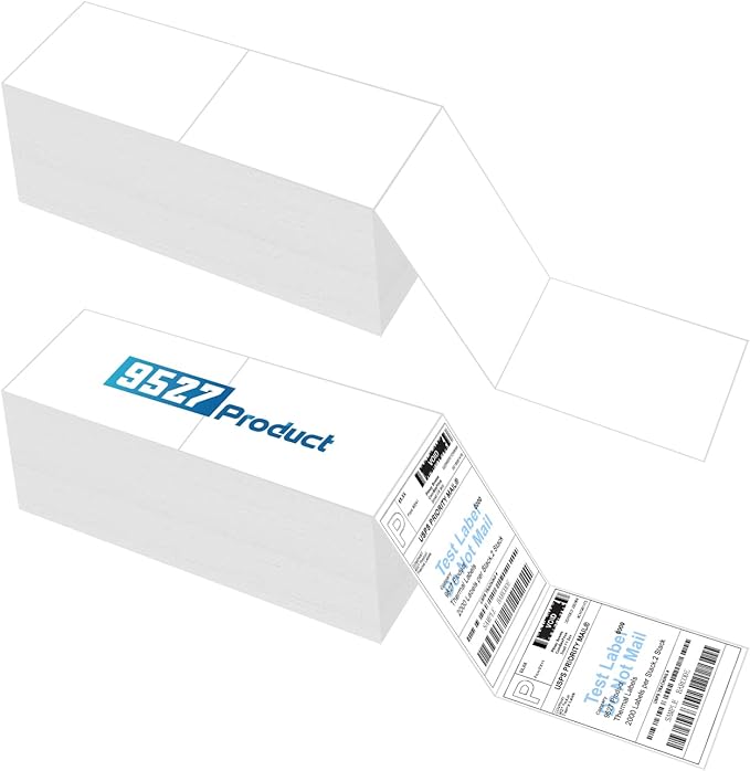 9527 Product 4" x 6" Zebra Fanfold Direct Thermal Shipping Labels,2 Stacks, 4000 Labels White, Perforated (2,000 Label per Stack)