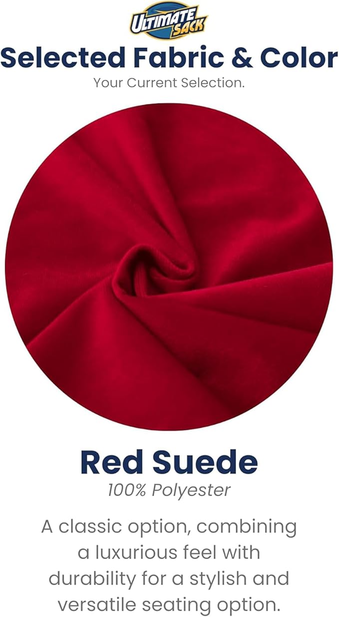 Ultimate Sack Kids Bean Bag Chair, Oversize Bean Bag Chair for Adults, Comfy Chair Bean Bag Couch Lounge Sofa Loveseat Furniture | Red Suede