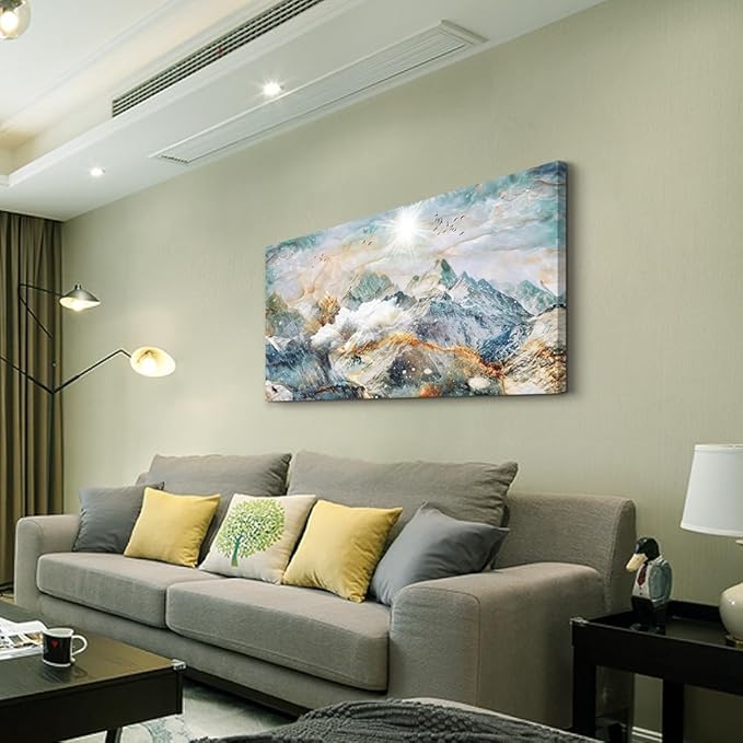 DZRWUBHS Abstract Canvas Wall Art for Living Room and Bedroom - Large Decorations for Office - Mountain Painting Framed Pictures - Farmhouse Home Decor Artwork 20"X40"