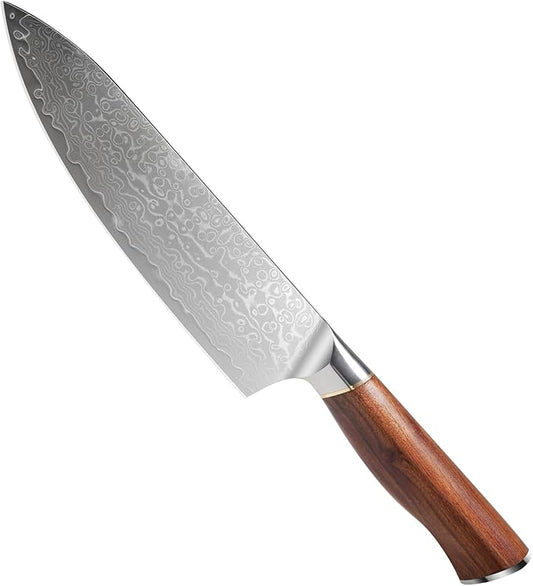 8 Inch Damascus Chef Knife with 9Cr18Mov, Professional Japanese Chef Knife with Ergonomic Handle and Gift Box for Kitchen