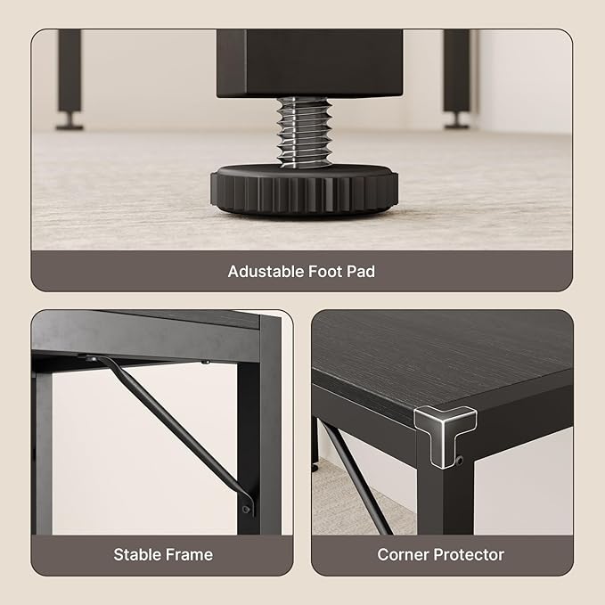 Gizoon 63" Dining Room Table Set for 6, Kitchen Table with 2 Benches and 2 Stools, Dining Table Set with Metal Frame, Space-Saving Kitchen Table Set for Apartment, Black