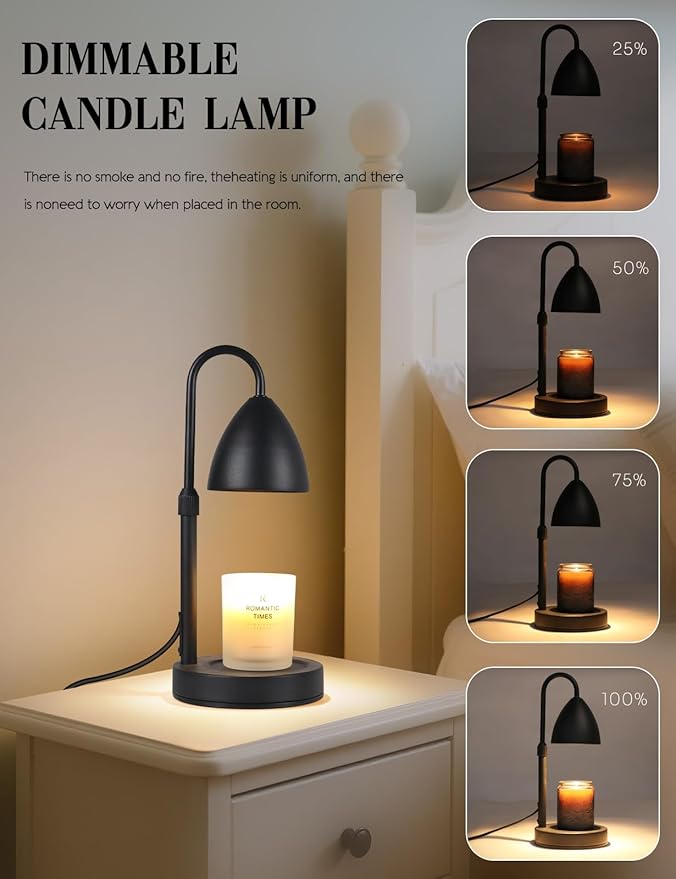 Candle Warmer Lamp with Timer Dimmable, Lamp Candle Warmer Birthday Gifts for Women, Black Adjustable Wax Melter Warmer for Jar Candles, House Warming Gift Home Decor