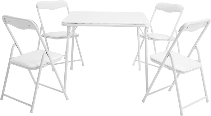 Flash Furniture Mindy Kids 5-Piece Folding Square Table and Chairs Set for Daycare and Classrooms, Children's Activity Table and Chairs Set, White