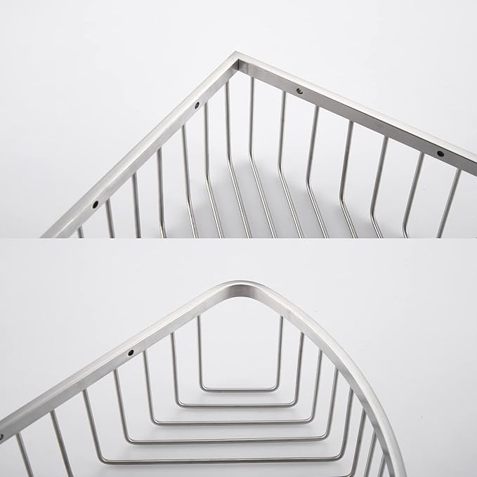 Bathroom Shower Caddy Corner Shelf Basket, Ultra Sturdy Rust-Proof Stainless Steel Shelf Organizer Shampoo Holder, Wall Mounted Storage Rack for Bathroom Kitchen, Brushed Nickel