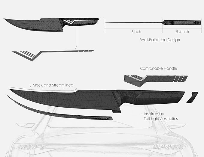 Knife Set - 15 PCS Kitchen Knife Set with Built-in Knife Sharpener Block - Stainless Steel Knife Block Set - Dishwasher Safe, Elegant Box for Men Women, Red