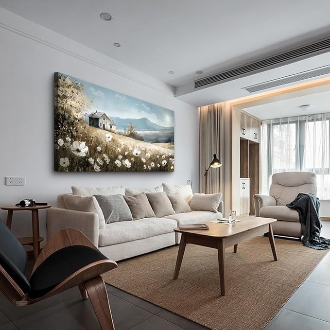 Wapluam Large Canvas Wall Decor For Living Room Wall Art For Bedroom Office Decorations Field Scenery Watercolour Wall Paintings Stretched And Framed Wall Pictures Artwork Home Decor Ready To Hang