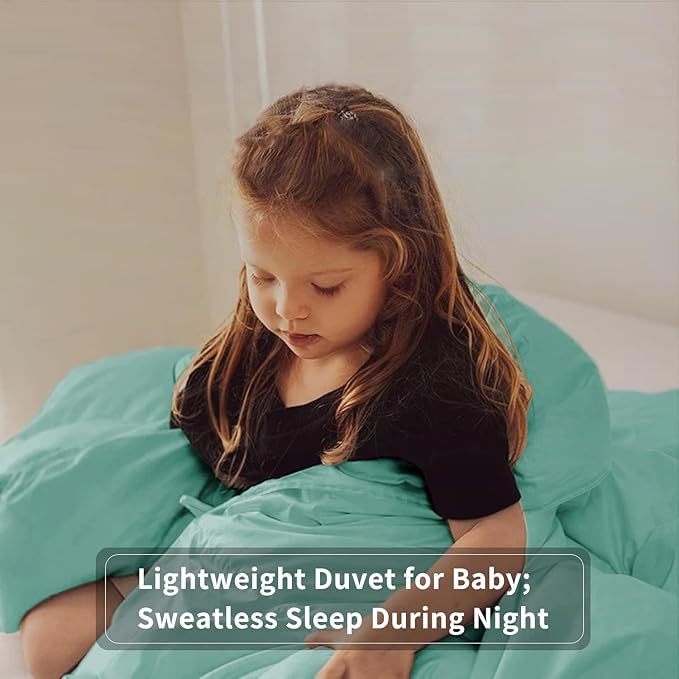 zzlamb Toddler Down Comforter Kids Crib Down Blanket, Warm Baby Quilt Crib Comforter Small Duvet Insert, Lightweight Soft Noiseless Cotton-Blended Shell Down Proof Machine Washable, Aqua 45x60in