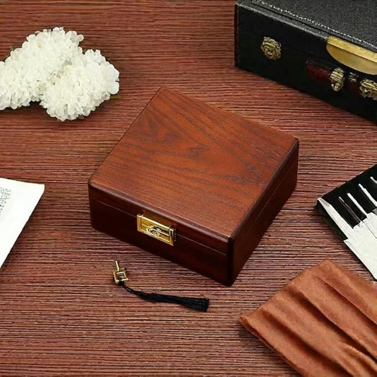 Bescott 2 Layer Solid Wooden Jewelry Box with Lock and Key for Women Men Vintage Velvet Wood Jewelry Organizer Storage for Earrings Rings Necklaces Bracelet Watch Mother’s Day Gift