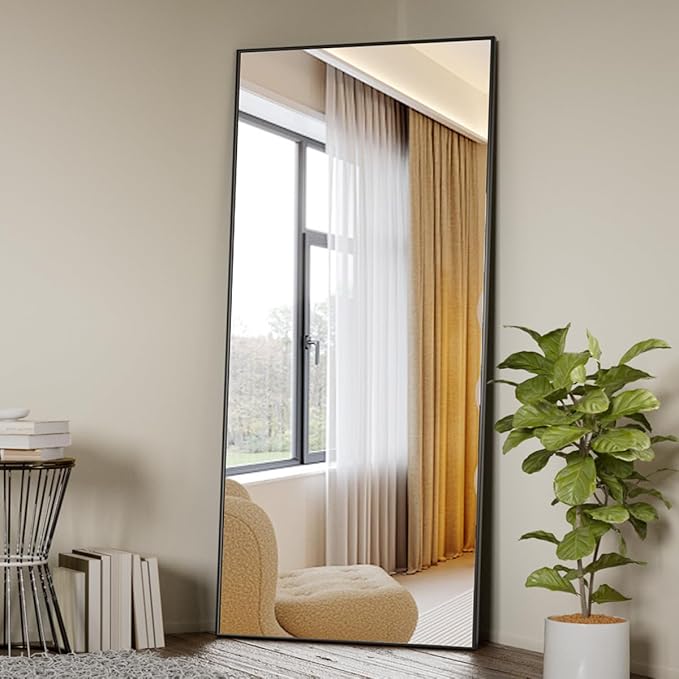 Koonmi 71"x26" Mirror Full Length, Standing Hanging or Leaning Against Wall Floor Mirrors, Full Body Floor Mirror for Bedroom Living Room, Black