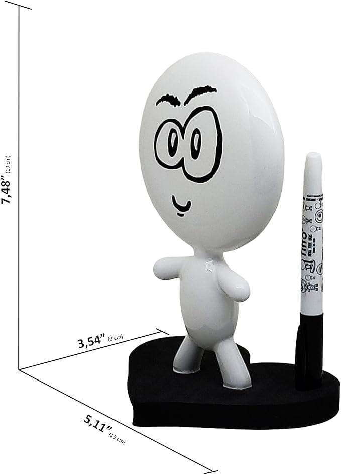 Dry Erase Board - TITTO in Love, Draw Your Ideas - Ceramic Doll - Black Office Design Desk - Coworkers Office Gift - Home Gift (Black)