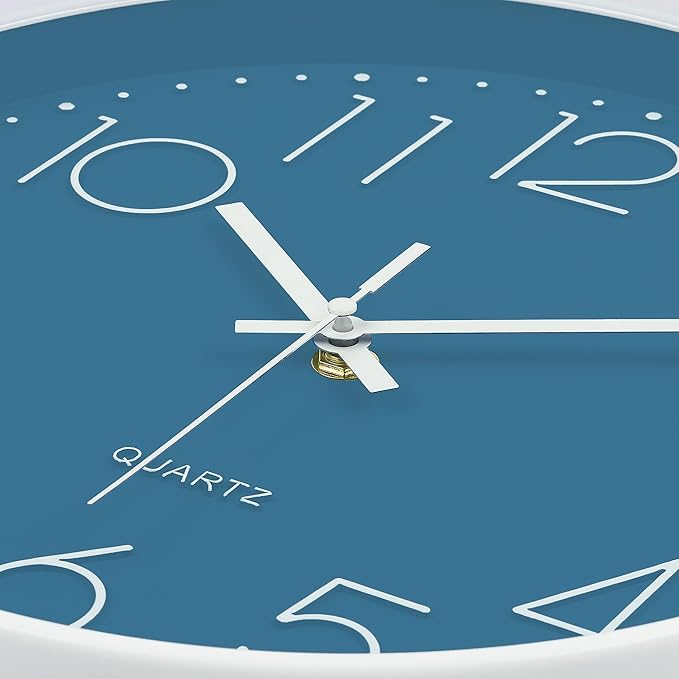 Lafocuse 12 Inch Silent Navy Blue Wall Clocks Battery Operated, Analog Wall Clock for Kitchen Living Room Bedroom Home Decor