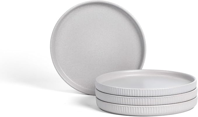 Stone Lain Haven Modern Stoneware 4 Piece Salad Plates Sets, Dish Set for 4, Reactive Glaze Grey