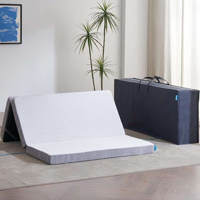 Odorless Foldable Mattress Full Size 75" x 54" x 4", 4 Inch Folding Foam Mattress with Storage Bag, Trifold Memory Foam Mattress for RV, Guest Bed