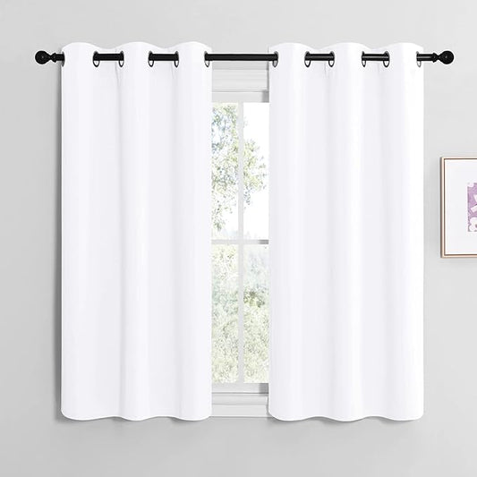NICETOWN White Window Curtain Panels 50 inch Length, 50% Light Blocking Curtains for Bedroom & Dining Room Window (Set of 2, 42 inches x 50 inches)