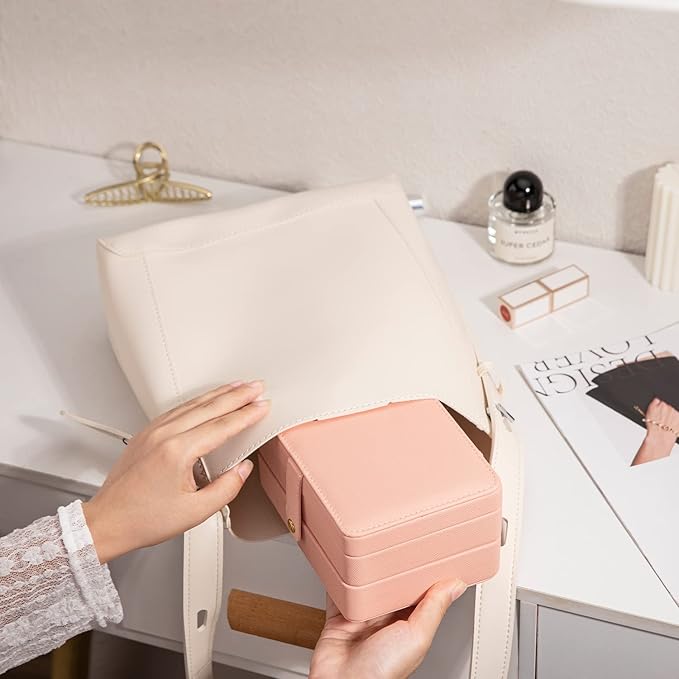 Jewelry Boxes For Girls And Women, Pu Leather Made Portable Jewelry Organizer Travel Case,3 Layers Girl Jewelry Box For Rings, Earings, Necklaces, Bracelets, Watches And Lipsticks (pink)