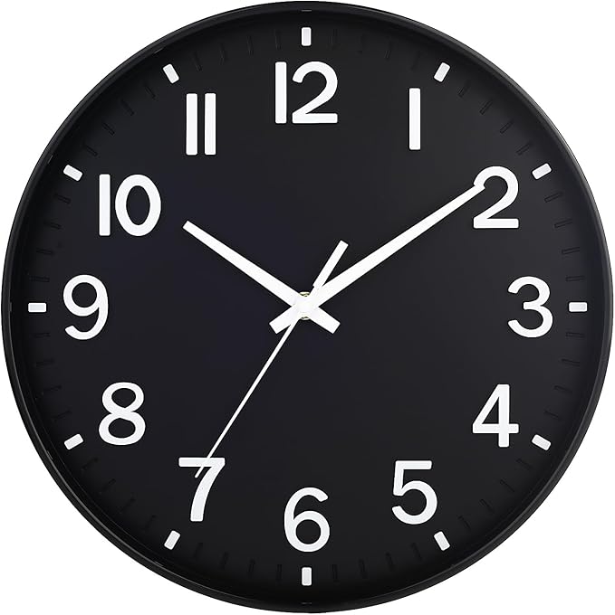 HZDHCLH Black Wall Clocks Battery Operated 12 inch Silent Non Ticking Modern Wall Clock for Living Room Bedroom Kitchen Office Decor