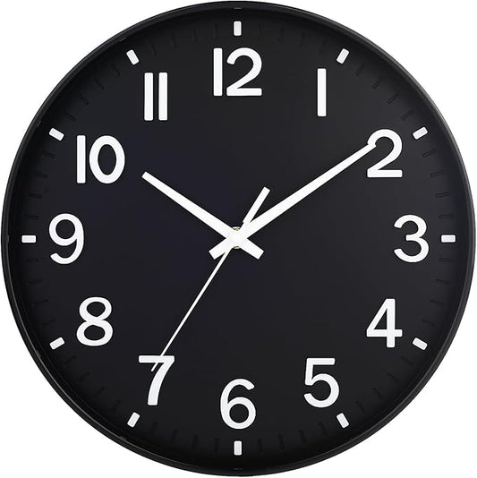 HZDHCLH Black Wall Clocks Battery Operated 12 inch Silent Non Ticking Modern Wall Clock for Living Room Bedroom Kitchen Office Decor