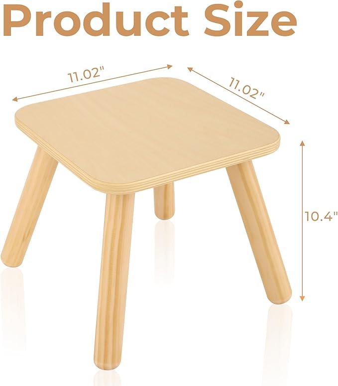 Step Stool for Kids, Wooden Toddler Step Stool Fits with Sensory Table, Sturdy Sitting Stool with Four Detachable & Assembled Legs for Bathroom Sink, Kitchen, Bedroom, Plant Stand