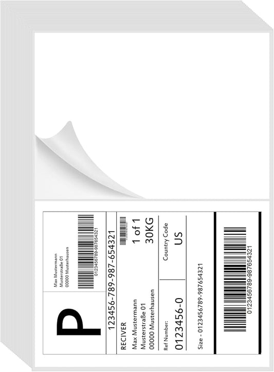 1000 Half Sheet Self Adhesive Shipping Labels, 8.5" x 5.5" Address Labels Laser/Ink Jet White Blank Shipping Stickers(500 Sheets)