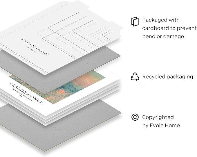 EVOLE HOME Claude Monet Art Prints, Set of 4 Wall Art, Unframed 8x10 Art Prints, Giclée Prints, Impressionism Art Poster for Home Decor, Office Wall Decor, Gift for Men, Women