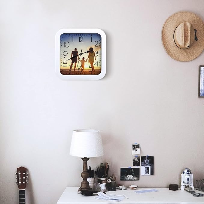 Custom Wall Clock, Personalized Wall Clock with Photo/Image Text Non-Ticking Clock Silent Customized Digital Wall Clocks Customized Gift for Living Room Kitchen Bathroom Home Decor