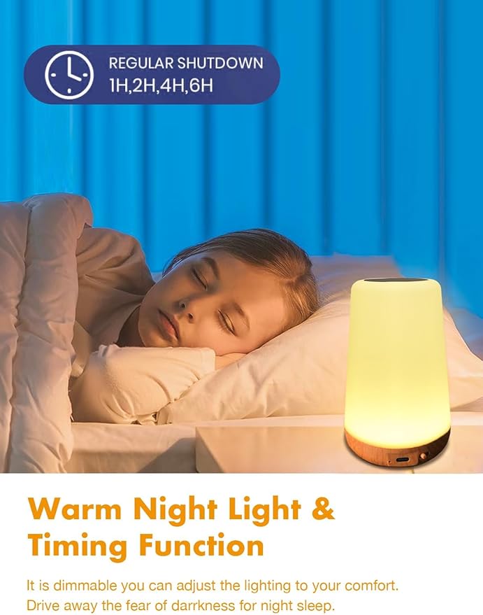 TLAOTNIY Baby Night Light, Dimmable Touch Lamp for Nursery, Portable Rechargeable Bedside Table Lamp for Bedroom, 13 RGB Colors 5 Brightness, Night Lamp for Kids Living Room Bathroom Hallways