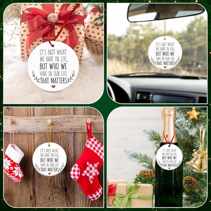 Christmas Family Ornaments for Men Women - Ceramic Christmas Tree Decoration Ornaments - Xmas Gifts for Family Mom Dad Daughter Son Friends, Inspirational Gift Ideas, BFF Friend Ornament