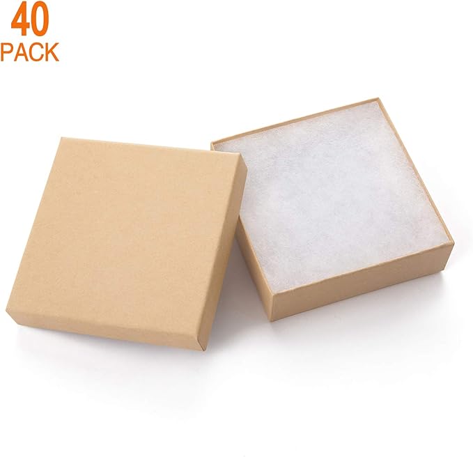 GEFTOL Jewelry Gift Boxes 40 Pack 3.5x3.5x1 Inch Cardboard Jewelry Boxes,Small Gift Boxes for Jewelry Earrings Necklaces Handmade Bangles Bracelets(Brown)