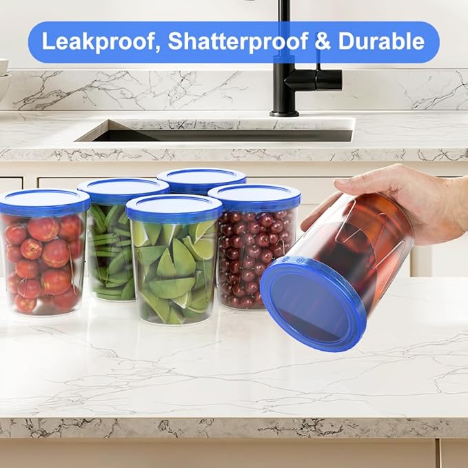 Freezer Storage Containers 6 Pack-32 Oz Deli Containers with Lids BPA Free Microwave and Dishwasher Safe,Food Storage Containers with Lids,Soup Containers for Oats/Salad