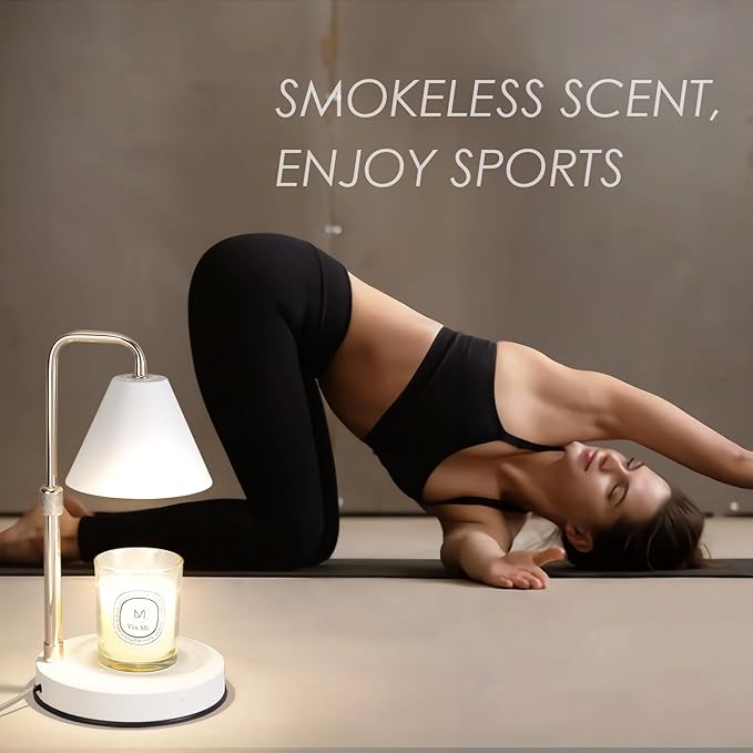 Candle Warmer Lamp with Timer,Adjustable Height Dimmable Candle Lamp,Electric Candle Warmer Lamp with 2 Bulbs,Candle Wax Warmer Compatible with Large Jar Candles,Gifts for Mom,White