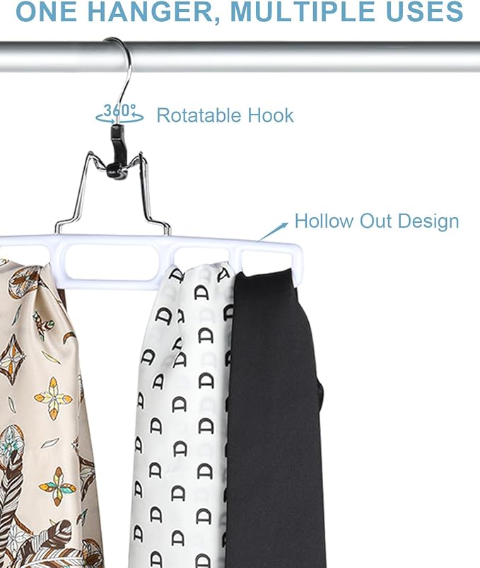 AMKUFO 20 Pack Pants-Hangers Skirt-Hangers, Plastic Pant-Hangers-for-Women Men, Pants-Hangers-Space-Saving, Clamp Hangers-for-Pants Jeans Shorts Tie Belt