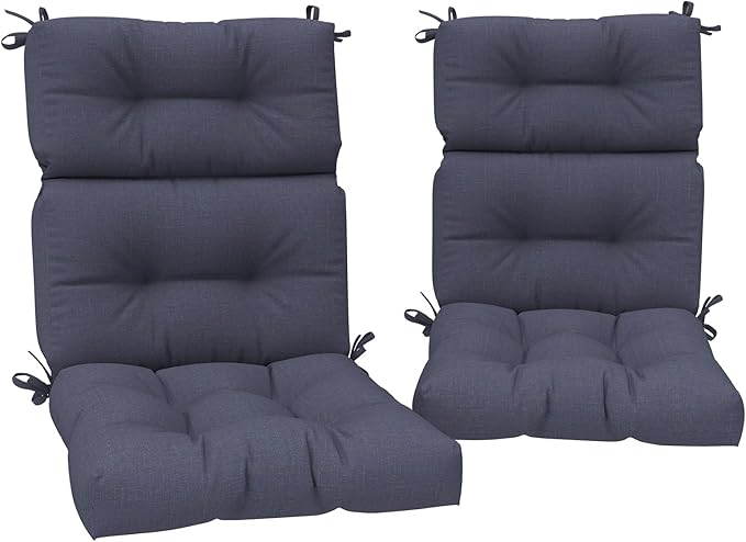Set of 2 Outdoor High Back Chair Cushions 44"x 22",Water Repellent Rocking Seat Cushions Replacement, Seat/Back Chair Cushions for Patio,Porch,Balcony and Indoor - Textured Navy