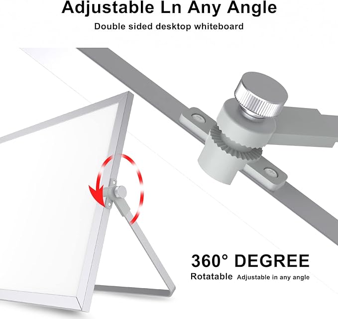 OWill Dry Erase White Board, 16inX12in Large Magnetic Desktop White Board with Stand,A3 Magnetic Whiteboard & Portable Double-Sided Whiteboard Easel for Drawing in School & Home