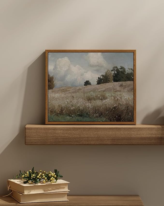 InSimSea Framed Canvas Wall Art Vintage Decor, Cornfield Countryside Scenery Rustic Farmhouse Wall Decoration, Country Decor Wall Art for Bedroom, Living Room Kitchen Bathroom, 11"x14"