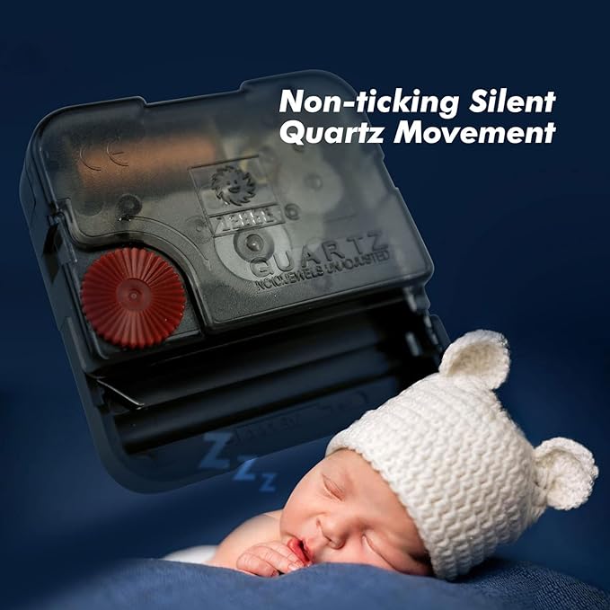 Silent Wall Clock with Temperature Day and Date Blue Mountain and Sea Beach Non-ticking Kitchen Clock Digital Large Display Battery Operated Clocks Decor for Bathroom Living Room Office 14 Inch