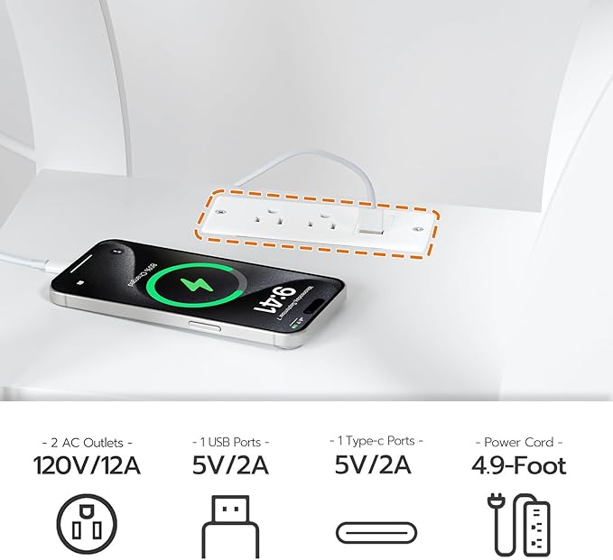 End Table with Charging Station, Set of 2, Side Table with USB Ports and Outlets, 3 Tier Nightstand with Storage Shelf for Small Spaces, Living Room, Bedroom, White ETWT53E01S2