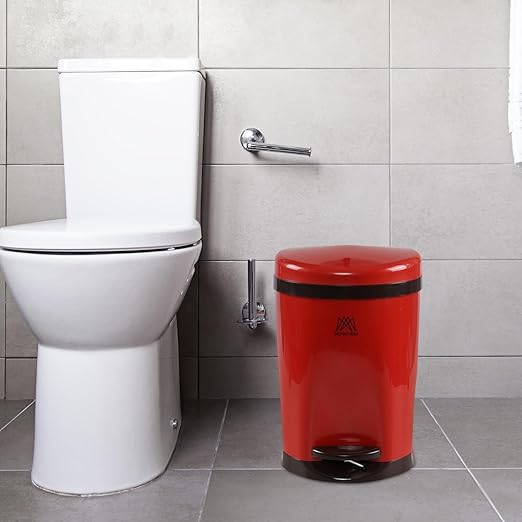 1.8 Gallon Small Multi-Functional Step Trash Can, Durable Plastic Waste Bin with Lid for Kitchen and Bathroom