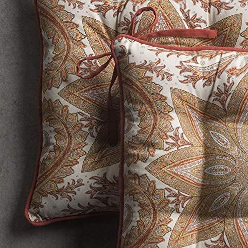 Maison d' Hermine Chair Pads for Dining Chairs Cotton Outer Fabric and Poly Filling 16"x16" Patio Seat Cushions for Furniture with Ties Home Chair Party Hall Farmhouse (Kashmir Paisley, Pack of 2)