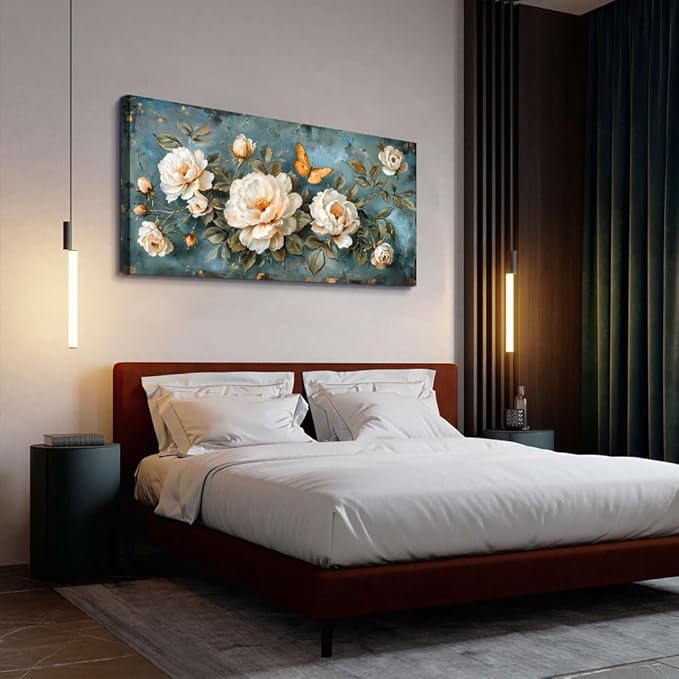 hyidecorart Wall Decor For Living Room Canvas Wall Art For Bedroom Office Decorations Modern Family Wall Paintings White Flowers Pictures Artwork Posters Ready To Hang Room Aesthetic Home Decor