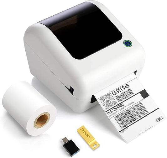 JADENS Bluetooth Thermal Shipping Label Printer - High Speed 4x6 Wireless Label Maker Machine, Support PC, Phone, USB for MAC, Compatible with Ebay, Amazon, Shopify, Etsy, USPS Barcode, Mailing